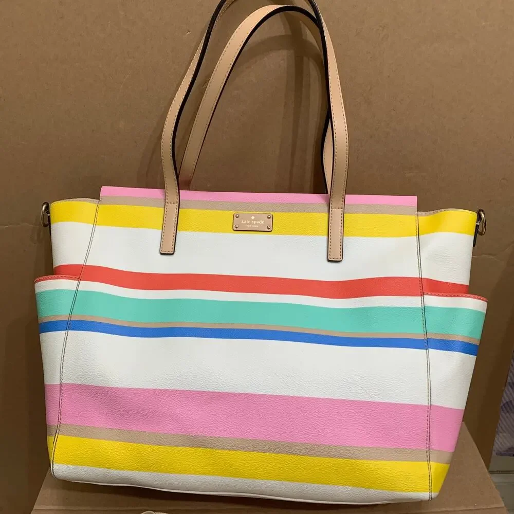KATE SPADE Multicolor Stripe Grove Street KAYLIE Large Baby Bag Business Bag